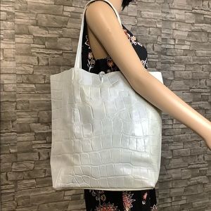 Borse in Pelle crocodile light blue leather tote